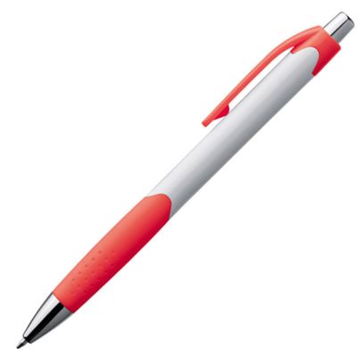 Химикалка Macma, гумирана зона, бял/червен