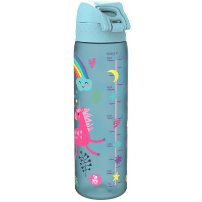 Бутилка за вода Ion8 Print, рециклирани пластмаса, 500ml, ЕДНОРОЗИ СИНИ