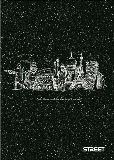 Тетрадка Street, А4, бели листа, 54л, B&W