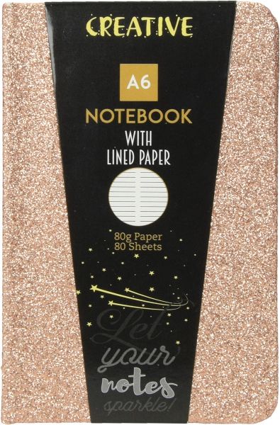 Бележник Creative Glitter, A6, 80л, асорти