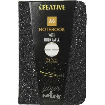 Бележник Creative Glitter, A6, 80л, асорти