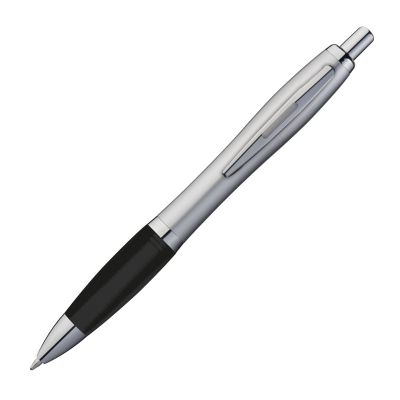 Химикалка с гладко покритие, гумирана зона, дългопишещ пълнител, черен