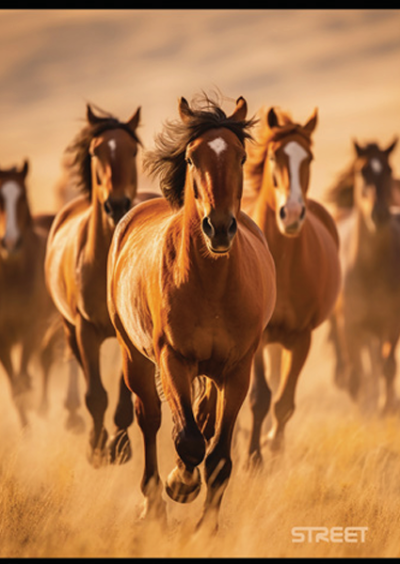 Тетрадка с телчета А4, 60 листа, широки редове, БГ, Horses
