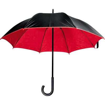 Чадър с двойно покритие, ветроустойчив, черен/черв
