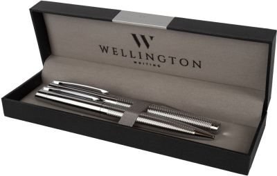 Комплект Wellington Liberty, химикалка и ролер, СРЕБРИСТ