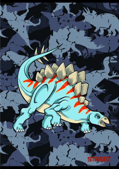 Тетрадка Street, А4, квадратчета, 54листа , Dinosaurs