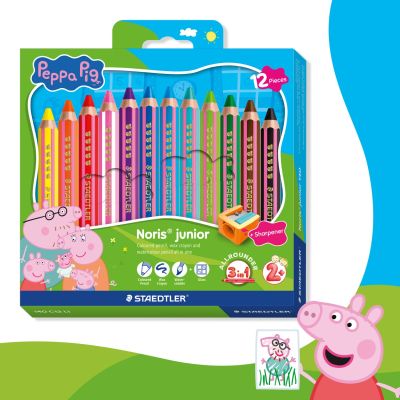 Цветни  моливи Staedtler NJ Peppa Pig 140, 3в1, 12 цвята