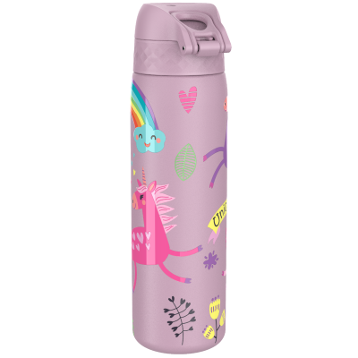 Бутилка за вода Ion8 Print, метална, 600ml, Unicorns