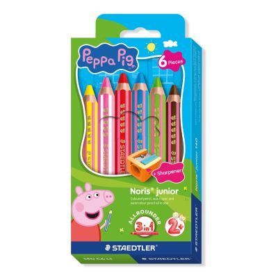Цветни  моливи Staedtler NJ Peppa Pig 140, 3в1, 6 цвята