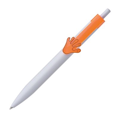 Химикалка с 2D клип, бял/оранжев