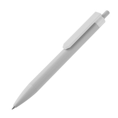 Бяла химикалка с цветен клип, бял