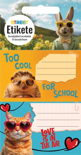 Етикети за тетрадка Street Animals Cute, опаковка 10 бр.