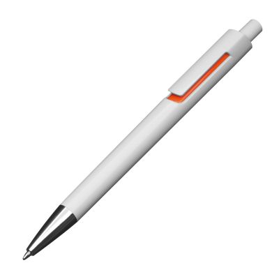 Химикалка с механизъм, бяла/оранжева