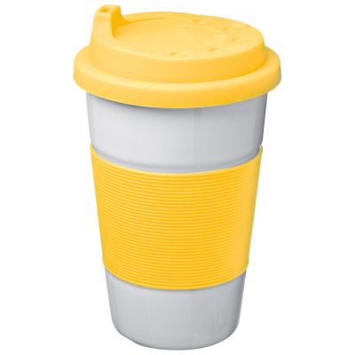 Порцеланова чаша със силиконов капак, 300ml, жълта