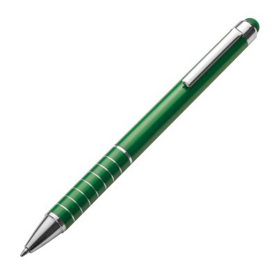 Метална химикалка с туист механизъм и touch функция, зелена