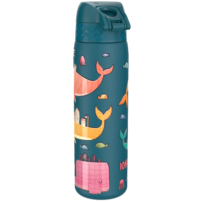 Бутилка за вода Ion8 Print, метална, 600ml, Whales