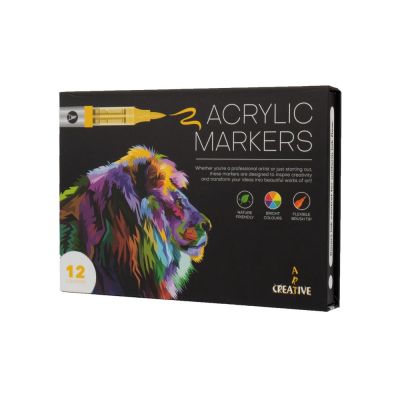 Акрилни маркери Creative Art, 12 цвята в кутия