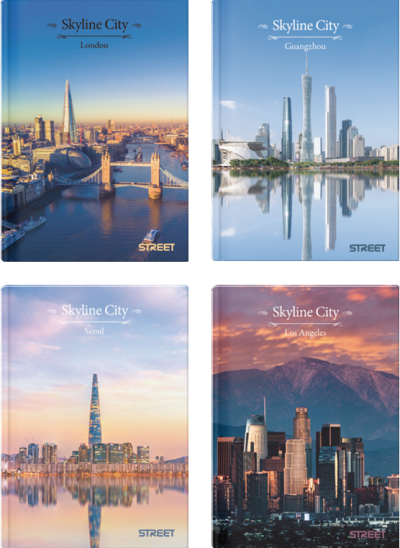 Тетрадка Street Skyline, А4, квадратчета, 96листа, твърди корици
