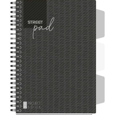 Тетрадка Street Pad, А5, спирала, PP, 100 листа, широки редове, black