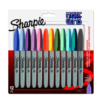 Комплект перманентни маркери Sharpie Mystic Gems, F, 12 цвята