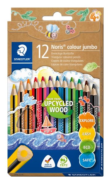 Цветни моливи Staedtler Noris Jumbo, 12 цвята