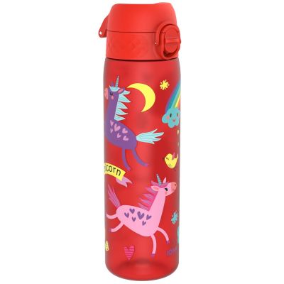 Бутилка за вода Ion8 Print, рециклирана пластмаса, 500ml, ЕДНОРОЗИ ЧЕРВЕНИ