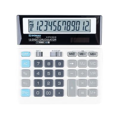 Настолен калкулатор Donau Tech 4125, 12 разряда, бял