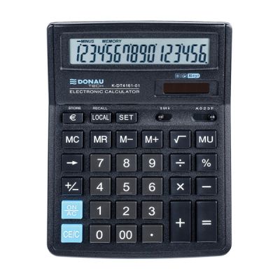 Настолен калкулатор Donau Tech 4161, 16 разряда, черен