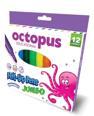 Флумастри Octopus Jumbo, 12 цвята
