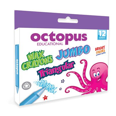 Восъчни пастели Octopus Jumbo, 12 цвята