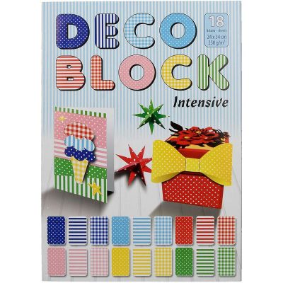Цветен картон Deco Block, 250g, 24x34cm, 18 листа