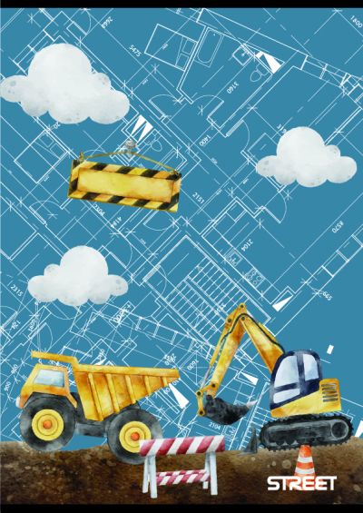 Тетрадка Street, А5, бели листа, 54л, Construction