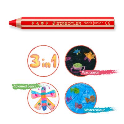 Цветни  моливи Staedtler Noris Junior, 5 цвята+графитен молив +острилка