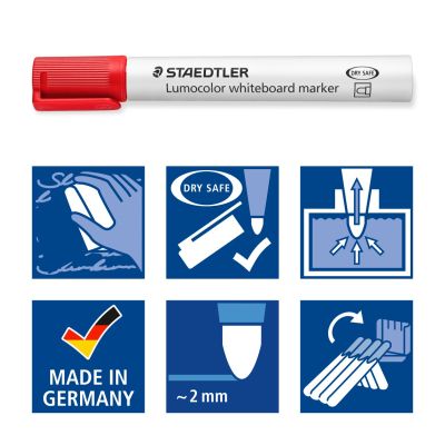 Комплект Маркери Staedtler Lumocolor 351 за бяла дъска, обли, 8 цвята