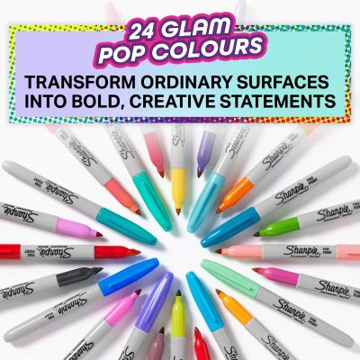 Комплект перманентни маркери Sharpie Glam Pop, F, 24 цвята
