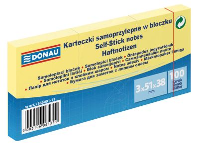 Самозал. листчета Donau 51х38mm, 3x100л, жълти