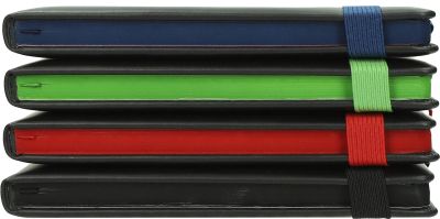 Бележник Flux A5, линиран, 196 стр, черен с цветен ластик, ЧЕР/ЧЕРЕН