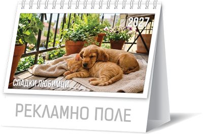Настолен календар-пирамидка със спирала 2027, любимци