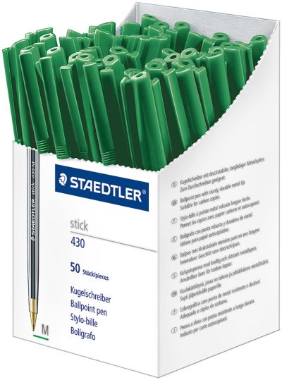 Химикалка Staedtler Stick 430 М,оп.50 броя, зелена