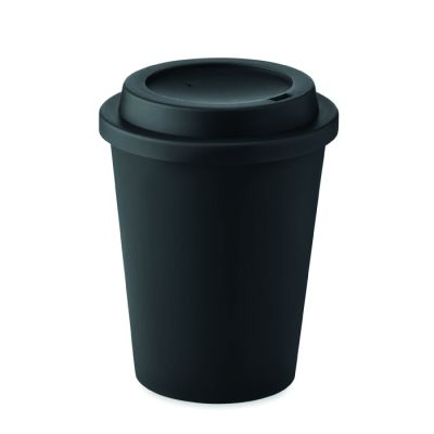 Пластмасова чаша с капак Nola, 300ml, черна