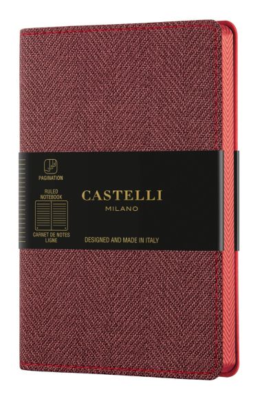 Бележник Castelli Harris, 9x14cm, лин, Maple red
